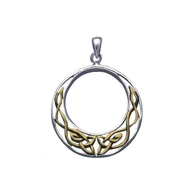 Celtic Knotwork Silver and 14K Gold Plated Pendant TPV154