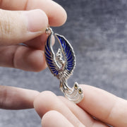 The Sacred Flame of the Mystical Flying Phoenix Silver with 14k Gold Accent Pendant TPV2838