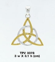 The Divine Power of Triquetra Silver and 14K Gold Accent Pendant TPV3378