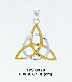 The Divine Power of Triquetra Silver and 14K Gold Accent Pendant TPV3378