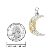 Spiral Crescent Moon  Silver and 14K Gold Accent Pendant TPV3411