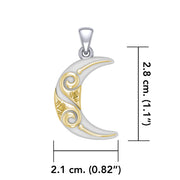 Spiral Crescent Moon Sterling Silver and 14K Gold Accent Pendant TPV3411