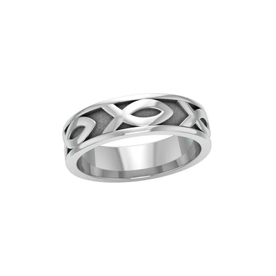 Ichthus Christian Fish Silver Band Ring TR1041