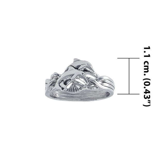 Double Dolphins Silver Puzzle Ring TR1338 - Wholesale Jewelry