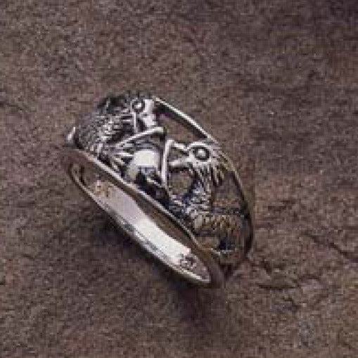 Double Dragon Sterling Silver Band Ring TR1402