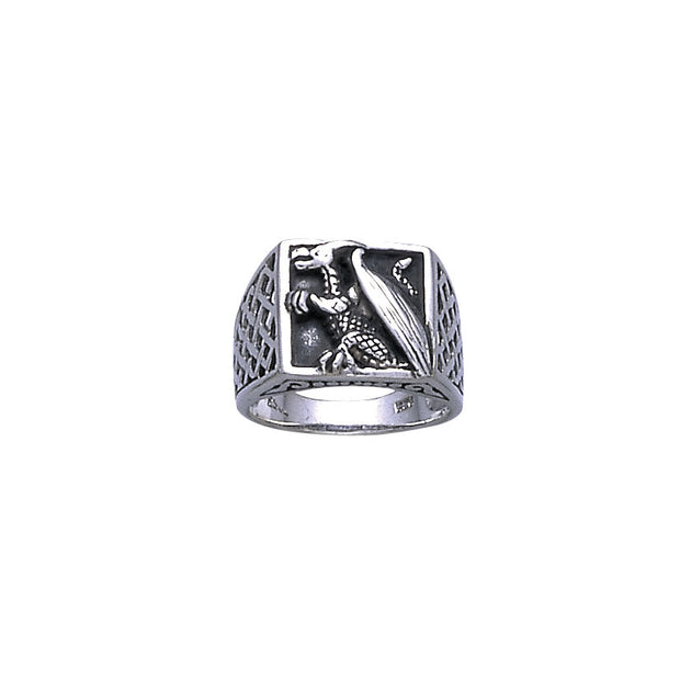 Dragon Square Sterling Silver Ring TR1500