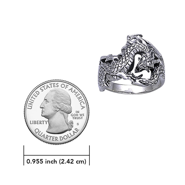 Double Dragon Sterling Silver Ring TR1600