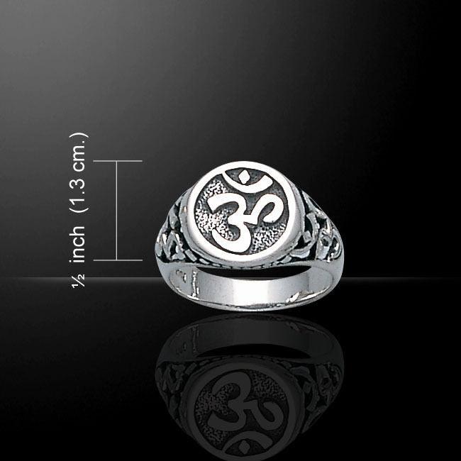 Enliven the sacred sound of OM~ Sterling Silver Jewelry Large Ring TR1658 - Wholesale Jewelry