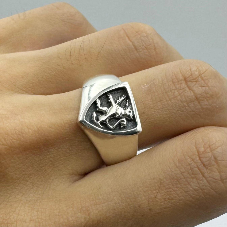 Silver Lion Signet Ring TR1819 - Wholesale Jewelry