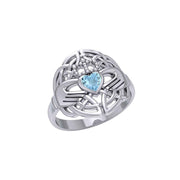 Celtic Claddagh Knotwork Sterling Silver Ring with Gemstone TR1876 - Wholesale Jewelry