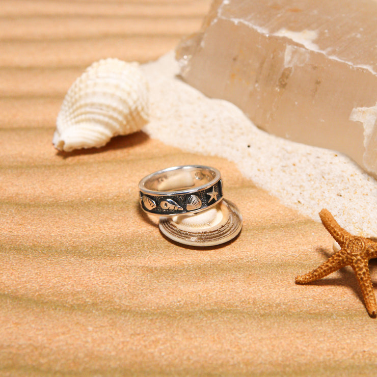 Starfish and Seashell – Hear the sea whispers Ring TR246