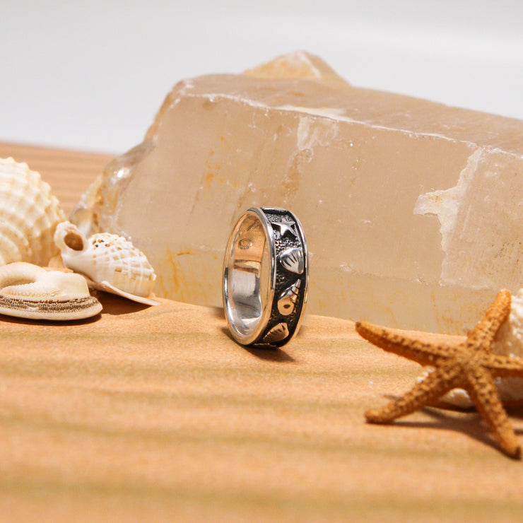 Starfish and Seashell – Hear the sea whispers Ring TR246