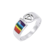 Pride Symbol with Rainbow Color Inlay Silver Ring TR285 - Wholesale Jewelry