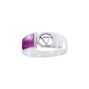 Pride Symbol with Rainbow Color Inlay Silver Ring TR285 - Wholesale Jewelry