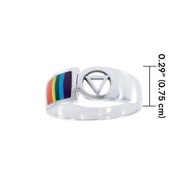 Pride Symbol with Rainbow Color Inlay Silver Ring TR285 - Wholesale Jewelry