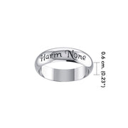 Harm None Inscribed Silver Ring TR3788