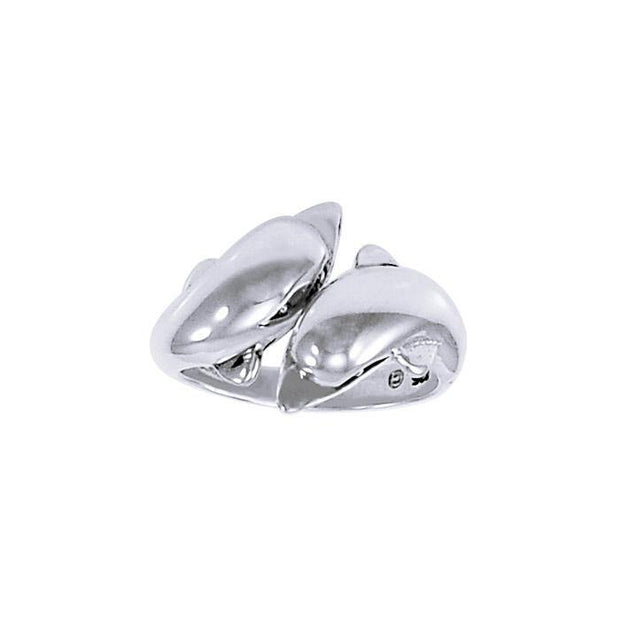 Double Dolphins Sterling Silver Ring TR516