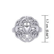 Celtic Claddagh & Celtic Knotwork Silver Ring TR666