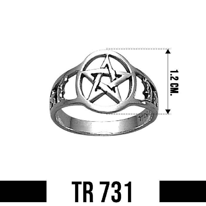 Pentagram Pentacle Sterling Silver Ring TR731