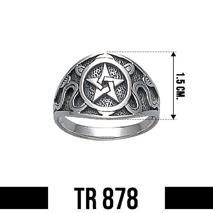 Pentagram Pentacle Sterling Silver Ring TR878
