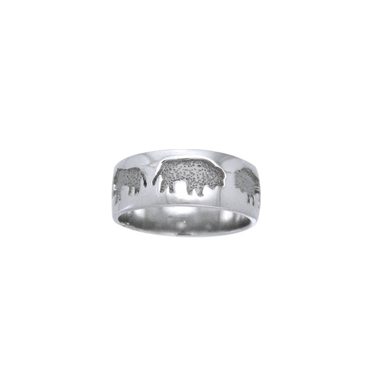 Bison Sterling Silver Band Ring TR905