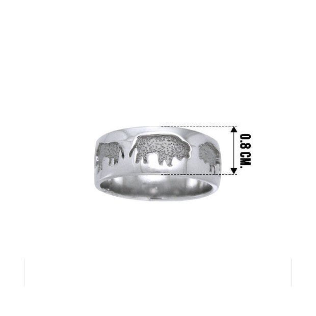 Bison Sterling Silver Band Ring TR905