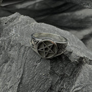 Silver Pentagram Pentacle Ring TR927