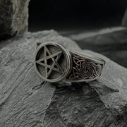 Silver Pentagram Pentacle Ring TR927