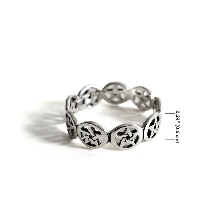 Pentacle Sterling Silver Ring TR972
