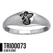 Engraved Dragon Sterling Silver Ring TRI073