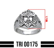 Green Man Sterling Silver Ring TRI175