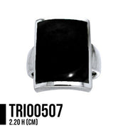 Large Rectangle Sterling Silver Inlaid Stone Ring TRI508