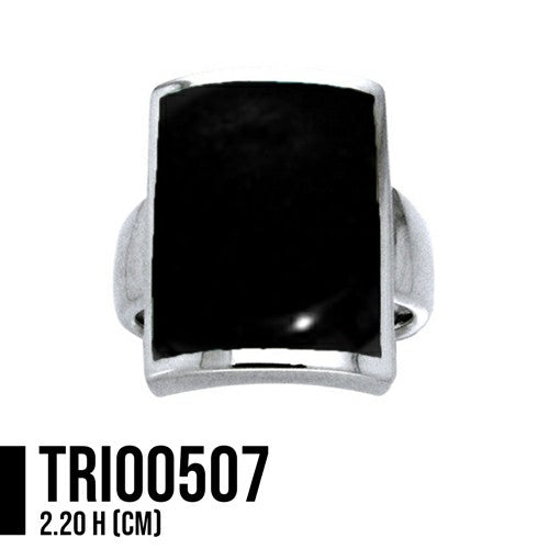 Large Rectangle Sterling Silver Inlaid Stone Ring TRI508