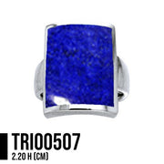 Large Rectangle Sterling Silver Inlaid Stone Ring TRI508