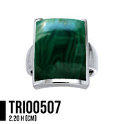 Large Rectangle Sterling Silver Inlaid Stone Ring TRI508