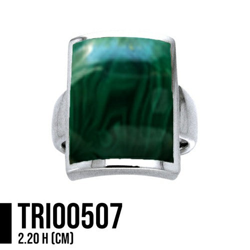 Large Rectangle Sterling Silver Inlaid Stone Ring TRI508