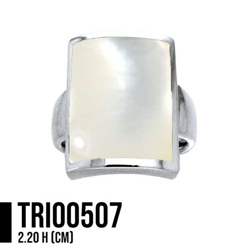 Large Rectangle Sterling Silver Inlaid Stone Ring TRI508