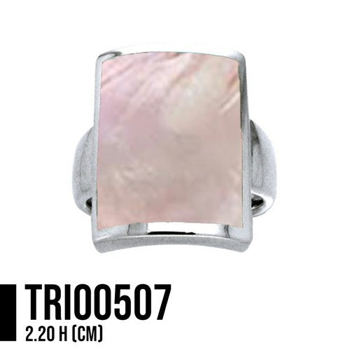 Large Rectangle Sterling Silver Inlaid Stone Ring TRI508