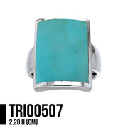 Large Rectangle Sterling Silver Inlaid Stone Ring TRI508