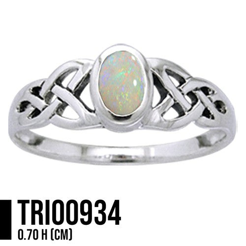 Bring out the best in you ~ Sterling Silver Celtic Knotwork Birthstone Ring TRI934 Synthetic Opal