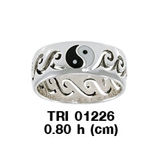 Yin Yang Surfers Sterling Silver Ring TRI1226