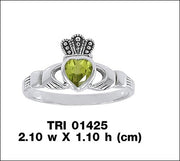 Claddagh Sterling Silver Ring with Gem TRI1425