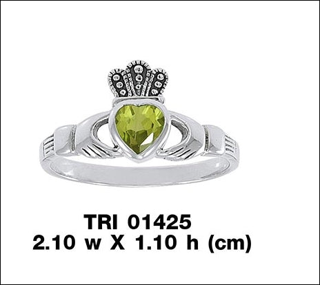 Claddagh Sterling Silver Ring with Gem TRI1425
