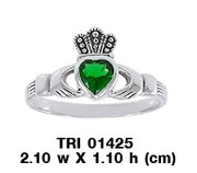 Claddagh Sterling Silver Ring with Gem TRI1425
