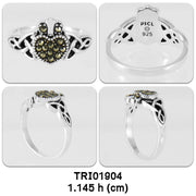 Irish Claddagh and Celtic Knotwork Silver Ring with Marcasite TRI1904