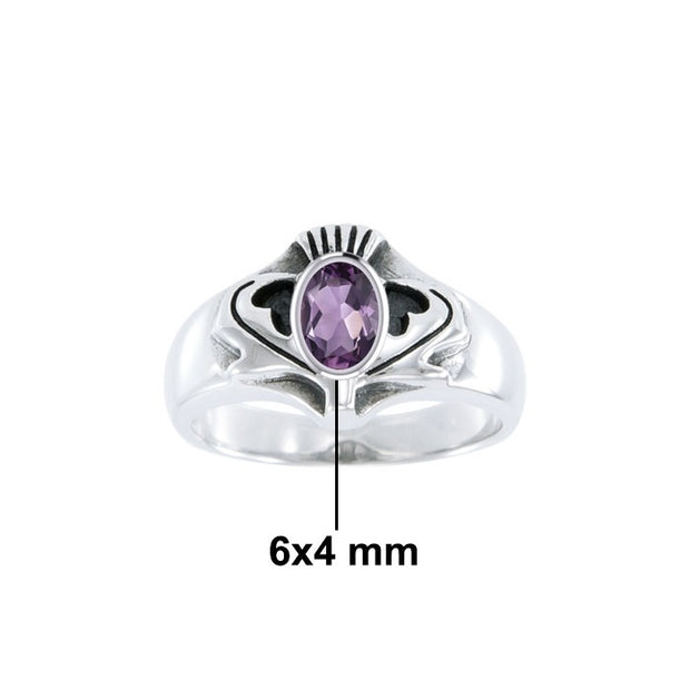 Thistle Sterling Silver Ring with Gemstone TRI1915