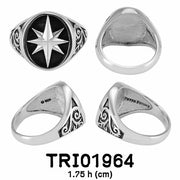 Compass Silver Signet Men Ring TRI1964