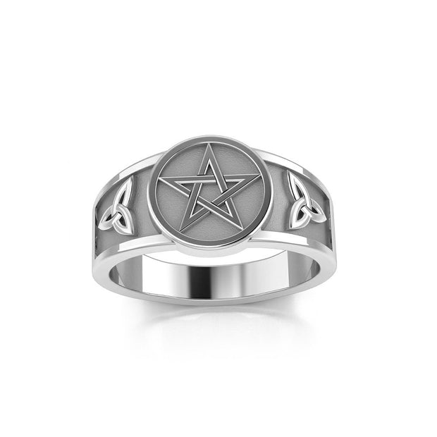 Pentacle with Trinity Knot Sterling Silver Ring TRI2103