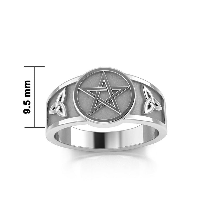Pentacle with Trinity Knot Sterling Silver Ring TRI2103