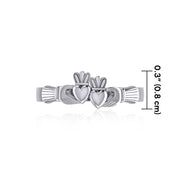 Two hearts beat as one ~ Irish Claddagh Sterling Silver Ring TRI1115